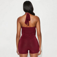Halterneck Backless Hollow Out Romper MXBF-J26RP047