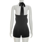 Halterneck Backless Hollow Out Romper MXBF-J26RP047