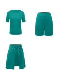 Fashion Solid Color Three Piece Shorts Set ZDF-33520