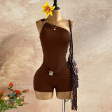Single Shoulder Ruched Romper GZIY-6376
