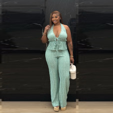Sleeveless Halterneck Backless Two Piece Pants Set TR-1364