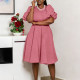 Round-neck Puff Sleeve Midi Dress GCZF-8656