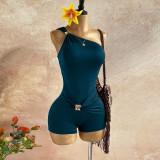Single Shoulder Ruched Romper GZIY-6376