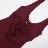 Halterneck Backless Hollow Out Romper MXBF-J26RP047