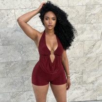 Halterneck Backless Hollow Out Romper MXBF-J26RP047