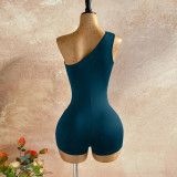 Single Shoulder Ruched Romper GZIY-6376