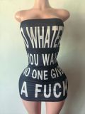 Pre Order: About 7 work days shipping Letter Print Tube Top Dress YUEM-202613