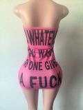 Pre Order: About 7 work days shipping Letter Print Tube Top Dress YUEM-202613