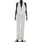 Halterneck Backless Loose Solid Jumpsuit MXBF-J26JP084