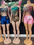 Pre Order: About 7 work days shipping Sexy Wrap Chest Top Shorts Suit YUEM-202612