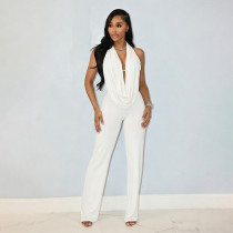 Halterneck Backless Loose Solid Jumpsuit MXBF-J26JP084