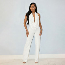 Halterneck Backless Loose Solid Jumpsuit MXBF-J26JP084