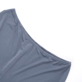 Deep V Neck Backless Tops Two Piece Pants Set MXBF-J26ST018