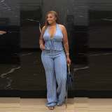 Sleeveless Halterneck Backless Two Piece Pants Set TR-1364