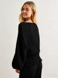 Solid Color Long Sleeve Two Piece Pants Set MIL-L346