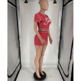 Letter Polka Dots Print Tops Shorts Suit FOSF-8823
