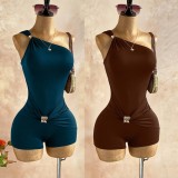 Single Shoulder Ruched Romper GZIY-6376