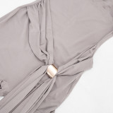 Solid Color Backless Patchwork Romper MXBF-J26RP128