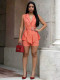 Solid Color Sleeveless Belt Top Shorts Suit MIL-L354