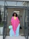 V Neck Stripe Loose Maxi Dress GCNE-73557