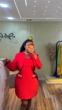 Solid Color Blazer+Mini Dress 2 Piece Set GCNE-73673