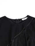 Irregular Tassel Short Sleeve Maxi Dress GKEN-ADR051151