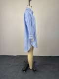 Stripe Loose Long Sleeve Shirt GCNE-73691