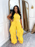 Solid Color Sleeveless Vest Wide Leg Pants 2 Piece Set SFY-838
