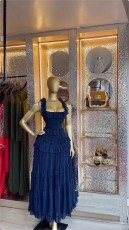 Square Neck Ruffles Sling Maxi Dress GMSF-9645