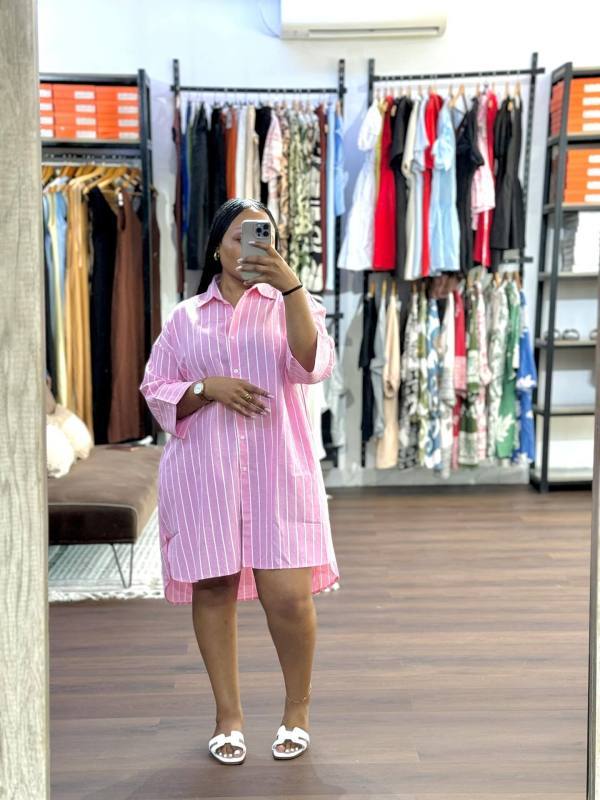 Stripe Loose Long Sleeve Shirt GCNE-73691
