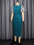 Color Block Polka Dot Print Midi Dress GKEN-ADR060180