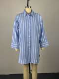 Stripe Loose Long Sleeve Shirt GCNE-73691