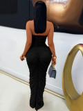Solid Color Ruched Tube Top Maxi Dress SFY-853 