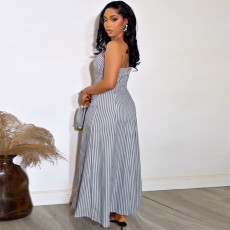 Sleeveless Stripe Tube Top Maxi Dress GANY-LB2880