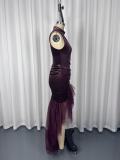 Sleeveless Ruched Irregular Maxi Dress GWDS-260106