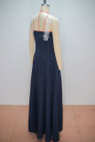 Lace Sling Stripe Big Swing Maxi Dress GANY-LB2923