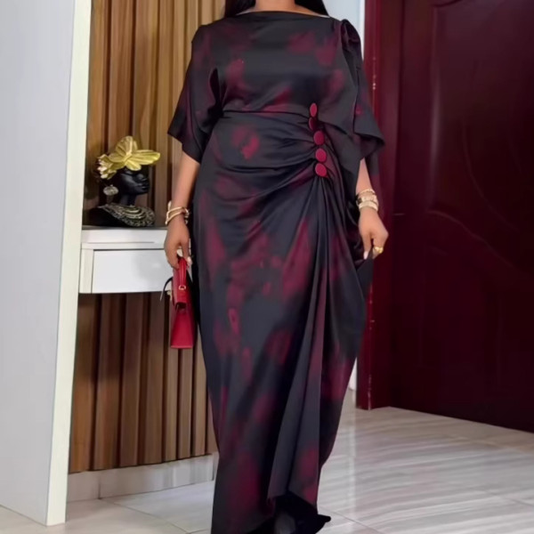 Bat Sleeve O Neck Print Maxi Dress GKEN-ADR060406