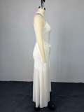 Sleeveless Pleated Slim Maxi Dress GCNE-73599