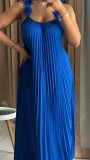 Cross Backless Pleated Maxi Dress GMSF-9439-2
