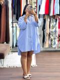 Stripe Loose Long Sleeve Shirt GCNE-73691