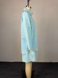 3/4 Sleeve Lapel Shirt Two Piece Shorts Set GCNE-72740