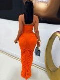 Solid Color Ruched Tube Top Maxi Dress SFY-853 