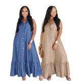 Loose Solid Color Sleeveless Maxi Dress SFY-851