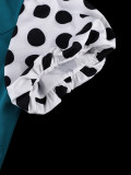 Color Block Polka Dot Print Midi Dress GKEN-ADR060180