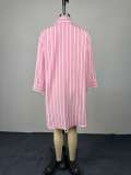 Stripe Loose Long Sleeve Shirt GCNE-73691