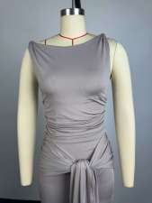 Sleeveless Tie Up Top Long Skirts 2 Piece Set GCNE-73892
