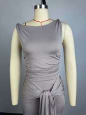 Sleeveless Tie Up Top Long Skirts 2 Piece Set GCNE-73892