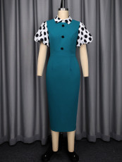 Color Block Polka Dot Print Midi Dress GKEN-ADR060180