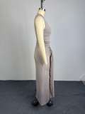 Sleeveless Tie Up Top Long Skirts 2 Piece Set GCNE-73892