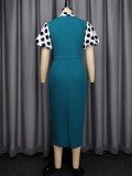 Color Block Polka Dot Print Midi Dress GKEN-ADR060180